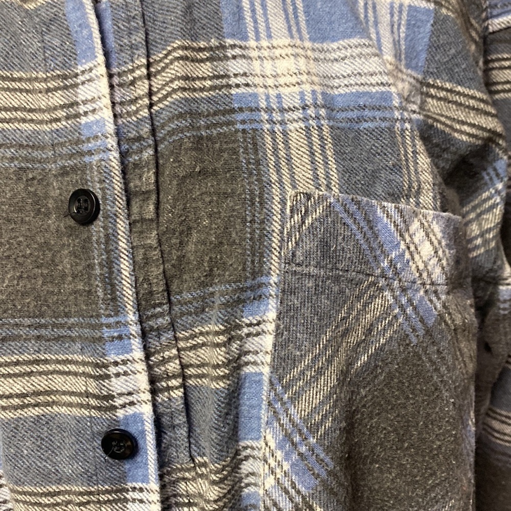 Plaid Flannel Unisex Small Gray/Blue/White - Picture 4 of 5